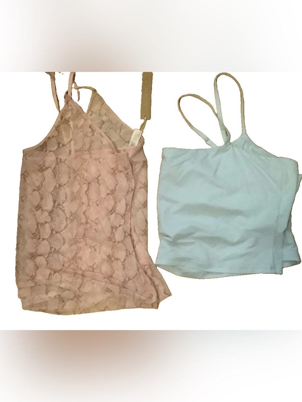 SKIMS Pink Lace Camisole & Light Blue Tank Duo nwt